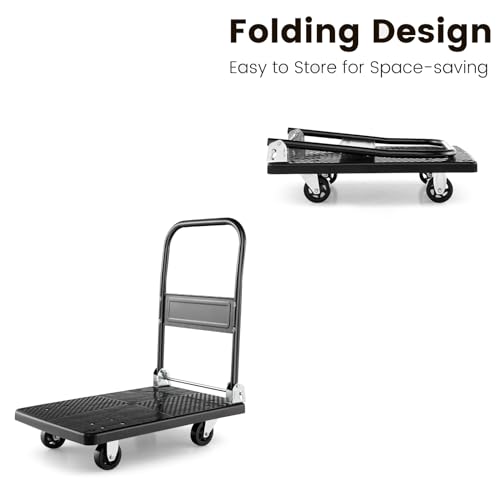 Carrello da cucina pieghevole con ruote, carrello con piattaforma resistente, per casa, supermercato, magazzino e trasloco