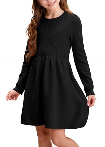 Haloumoning Mädchen Pulloverkleid Langarm Strickkleid mit...