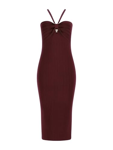 Guess Womens Sleeveless Sofie Rib Mirage Midi Dress, Burgundy Rose, Extra  Small at Amazon Women's Clothing store