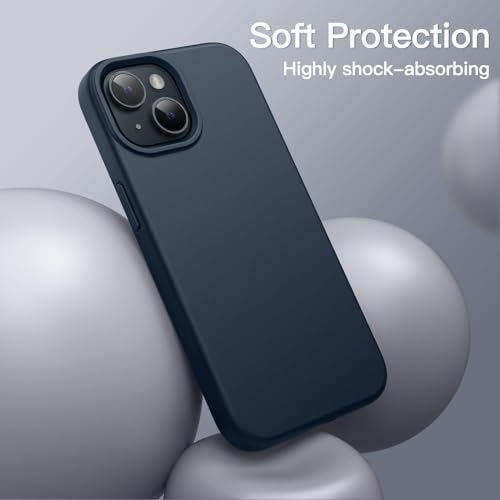 Image of SBMS Silicone Case for iPhone 14 6.1-Inch /iPhone 13 6.1-Inch, Silky-Soft Touch Full-Body Protective Phone Case, Shockproof Cover with Microfiber Lining (Navy Blue)