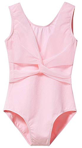 Image of MdnMd Sleeveless Tank Leotard for Girls with Mesh Cross Front