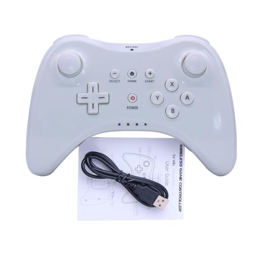 linsuntop Wireless Pro Controller for Wii U Pro, Rechargeable Game Controller for Wii U with Charging Cable (white)