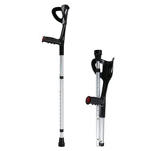 MIAO Muletas de antebrazo ergodinámicas, 1 par / 2 muletas/muleta Negra/más Ligera con Amortiguador Integrado (M (132-198lbs) Spring Rate), 1 Unidades