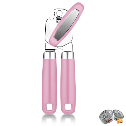 Manual Can Opener, Stainless Steel Smooth Edge Hand Held Can Opener, Heavy Duty Multifunctional Bottle Opener With Easy Turn Knob