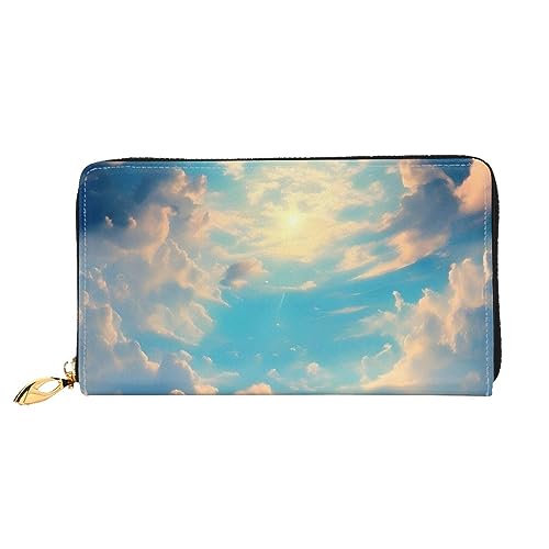 Portefeuille femme fermeture éclair Cloudy Sky noir, grand format 19x10 cm