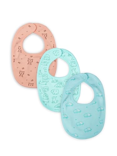 Image of Kidbea Organic Cotton Baby Bib, Adjustable Snap Closure Soft Absorbent Feeding Bibs Apron for Newborns & Infants Child With Cute Prints | Reusable Baby Essential