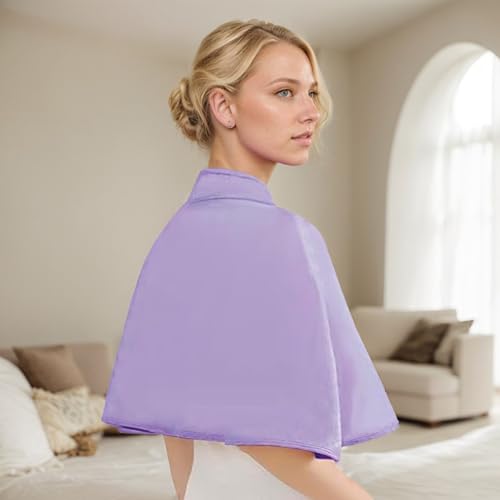 Warm Shawl, 32x17 Thickened Plush Protective Shoulder Shawl, 360 Wrap Soft Comfortable Washable Shoulder Cape for Elderly Women, Purple2