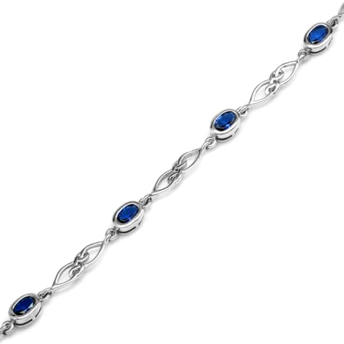 Image of Silvershake Birthstone Gemstones White Gold Plated or Yellow Gold Plated 925 Sterling Silver Scroll /Filigree Celtic Knot Weave 7.25 to 8.75 Inch with Adjustable Extension Bracelet Jewelry for Women
