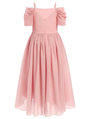 IDOPIP Girls Chiffon Maxi Cold Shoulder Dress A-line High Low Junior Bridesmaid Flower Girl Wedding Birthday Party Dresses2