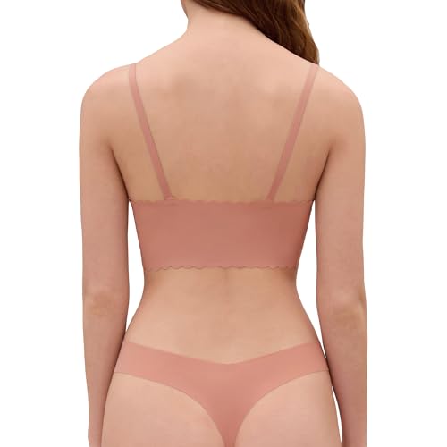 Image of DEANGELMON V Neck Bra Padded Seamless Adjustable Straps Bralettes Everyday Basic Sleeping Bras Multiple Pack