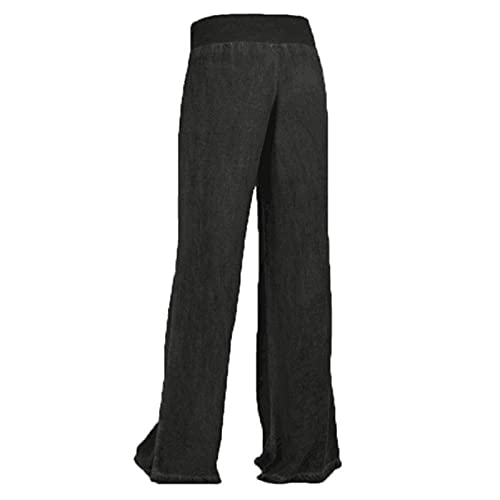 GN109 Calça jeans feminina boca de sino larga larga larga com bolsos, 2 - Preto, 4X-Large