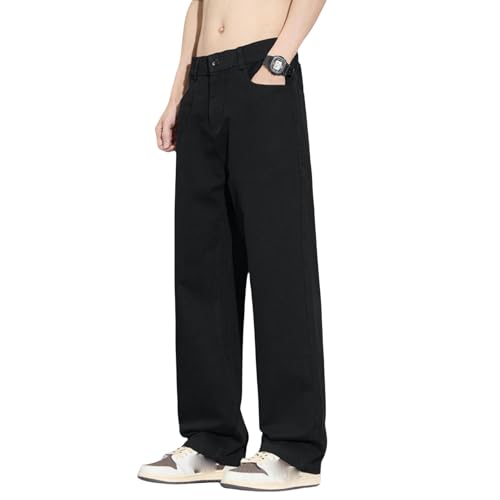 Men's Summer Cotton Loose Wide Leg Versatile Breathable Drape Straight Casual Pants