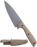 Off-Grid Knives - Sierra Chef Knife with Sandvik 14C28N Stainless Steel, Kydex Sheath and Belt Clip, G10 Scales, Camping, BBQ & Home Kitchen Use (Coyote)