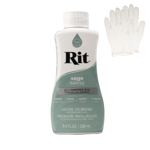 Rit Dye – Liquid Fabric Dye for Crafting, Clothing, and Décor – 8 oz. Bottle – Sage (Gloves Included)