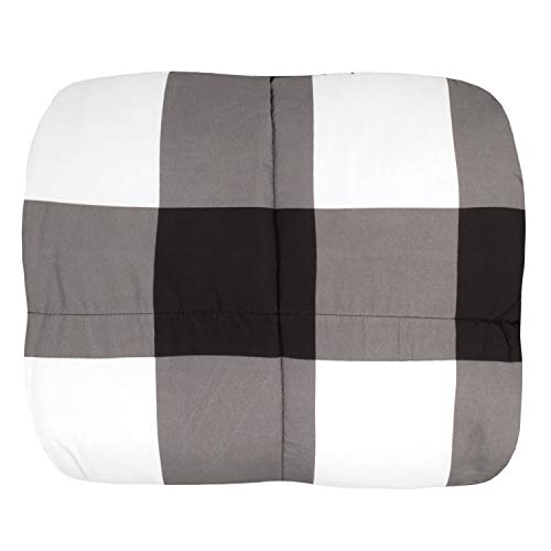 7 Piece Comforter Set Bag Solid Color All Season Soft Down Alternative Blanket & Luxurious Microfiber Bed Sheets, Queen, Buffalo Plaid Black/White