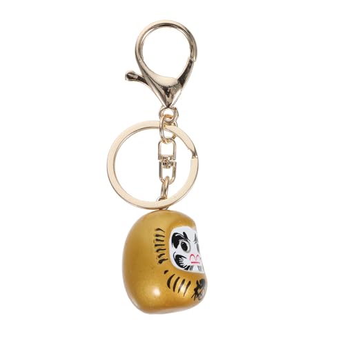 ROMISBABA Llavero Daruma Fortuna Japonés Colgante Amarillo para Bolsos y Mochilas Accesorio Decorativo de 1 Pieza Suministro de Llaveros para Mujer Amuleto de Suerte Tradicional