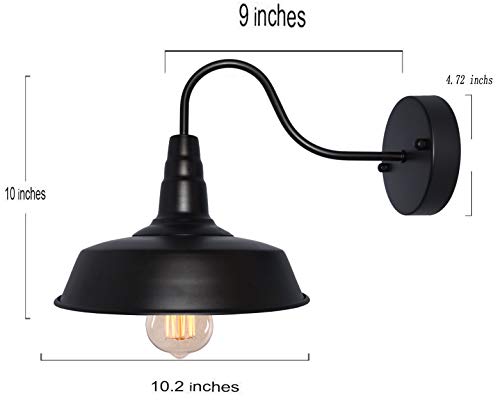 BRIGHTESS #80 Retro Black Wall Sconce Lighting Gooseneck Barn Flat Lights Industrial Vintage Farmhouse Wall Lamp Outside Led Light Fixtures Bathroom Kitchen Bedroom Hardwired - Image 4