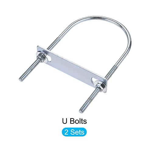 Image of METALLIXITY U Bolts 2 Sets (M6x76x150mm), Round U Bolt Steel with Accessories - for Construction, Pipe