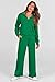 PRETTYGARDEN Women 2 Piece Tracksuit Casual Half Zip Lapel Pullover Sweatshirt Long Pants Sweatsuit Set (Green,Large)
