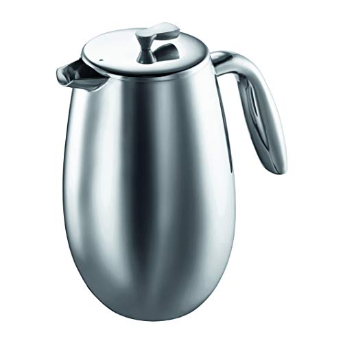 Bodum Columbia Thermal French Press Coffee Maker, Stainless Steel, 34 Ounce, 1 Liter (8 cup),Silver