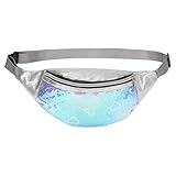 DTGN Pochete feminina com lantejoulas, linda bolsa de cintura, bolsa transversal, resistente à água, pequena bolsa de bumbum com cinto ajustável para corrida, caminhada, brilhante, Coração verde