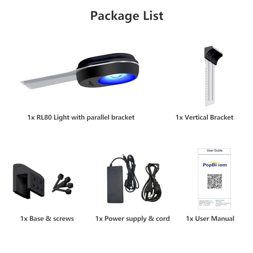 Image of PopBloom RL80 WiFi Reef LED Light, 80W Full Spectrum Marine Reef LED Aquarium Lighting for Soft /LPS Corals & Saltwater Fish Tanks, Built-in Timer, WiFi Phone Programmable, Sunrise Sunset (RL80 WiFi)