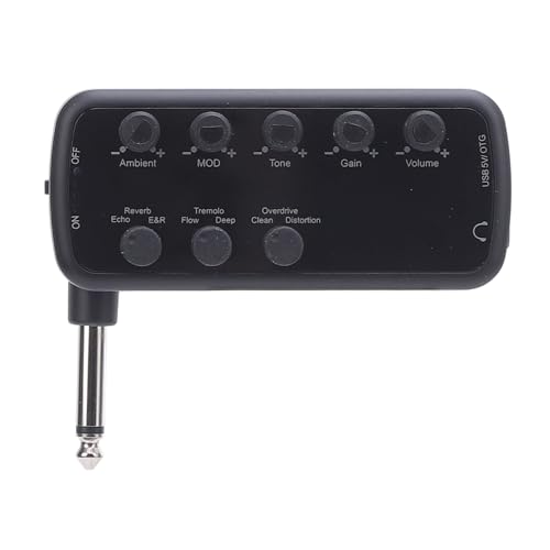 Cffuvros Professional Headphone Amplifier with Multi Effects, Bass Boost, Overdrive, Distortion, Echo Reverb, Chorus Tremolo for Deep Bass Enhancement Portable Headphone Amp