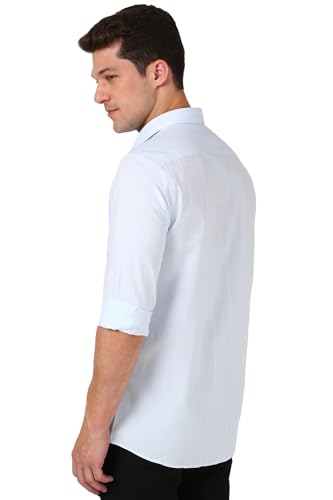 Image of Peter England Men Cotton Slim Fit Stripe Shirt