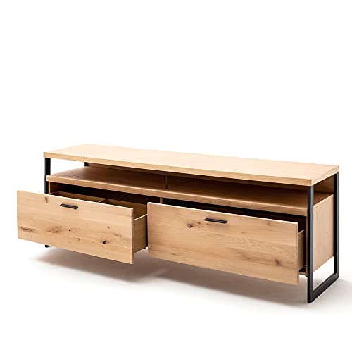 Lomadox Wohnwand Set mit Couchtisch, Eiche Bianco geölt, inkl. LED Beleuchtung und Fernbedienung – Bild 5