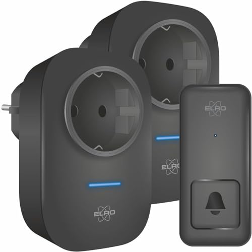 Timbre cinético inalámbrico ELRO DB4000   con receptor enchufable con toma de corriente  Pilas