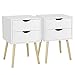 Yaheetech Nachttische 2er Set Nachtschrank mit Beinen, Nachtkonsole Kommode Schrank, 2 Schubladen, Beistelltisch Sofatisch, Höhe 61 cm
