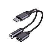 Adaptador de Auriculares USB C a 3,5 mm con Fuente de alimentación, Adaptador Auxiliar de Audio 2 en 1 DAC Jack y Fuente de alimentación para Samsung Galaxy S20 S21 Ultra Plus 21 20 Note 10 A72