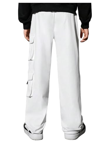 SweatyRocks Boy's Letter Print Flap Pocket Side Casual Cargo Pants Joggers2