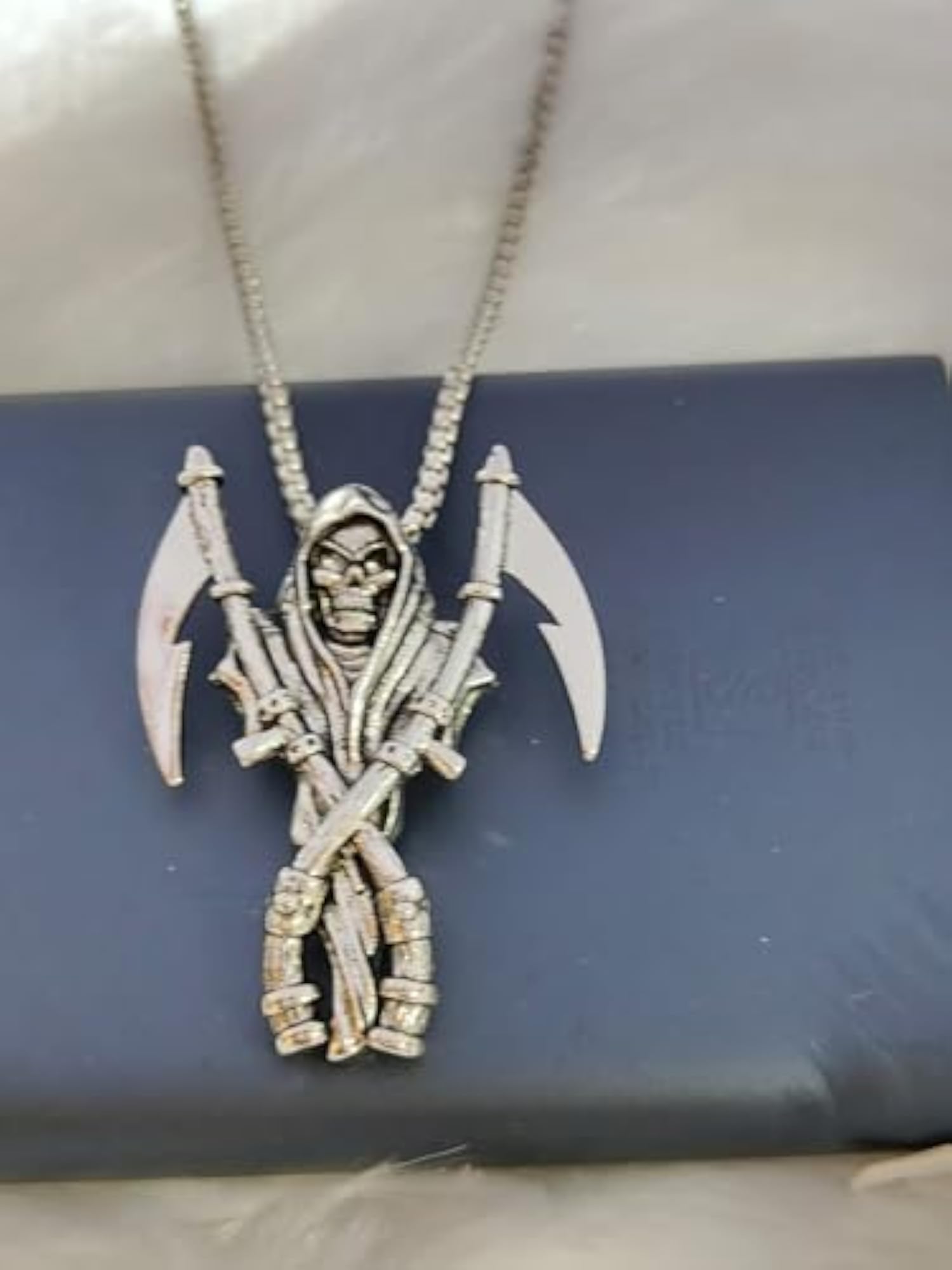 Dragon Wrap Pendant Necklace, Black and Silver Gothic Style