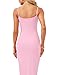 AUSELILY Womens Slip Maxi Dress Sexy Bodycon Dresses Sleeveless Square Neck Long Dress, Light Pink XS