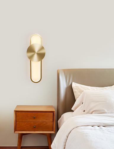 Image of Modern Dimmable Sconces Gold Wall Lights 2700K 10W Brass Wall Lamp Compatible with dimmer Control L 17in Wall Lights for Restaurant Living Room Bedside Vanity Wall Light (Brass)