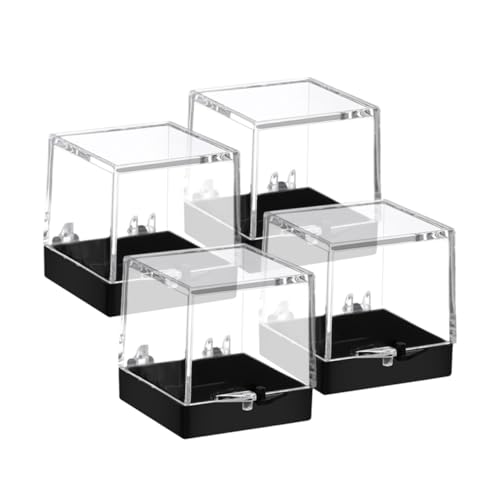 STOBAZA Plastic Mineral Specimen Showcase 4 Pack Foldable Storage Boxes for Stones Crystals