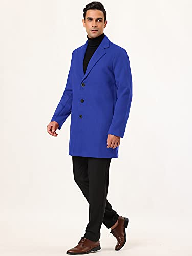 Lars Amadeus Men's Blue Trench Coat Slim Fit Winter Notched Lapel Single Breasted Long Jacket Overcoat Large Blue #TOP3