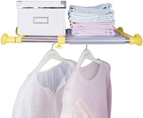 Hershii Closet Tension Shelf & Rod Expandable Metal Storage Rack Adjustable Organizer DIY Divider Separator for Cabinet Wardrobe Cupboard Kitchen Bathroom