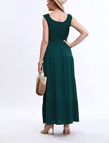 Image of OSTOO Women's 2026 Summer Boho Floral Print Tiered Casual Flowy Long Maxi Dress