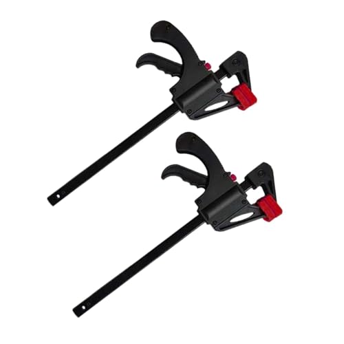 2-Pack 4-Inch (110mm) Quick Release F Clamps for Woodworking - One-Handed Ratcheting Clamps with Lever Handle, Lightweight & Durable, Ideal for DIY, Carpentry, Crafting - Red