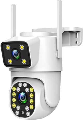 Technaxx TX-328, telecamera IP WiFi per esterni con doppia lente 2MP+2MP – rotazione/inclinazione 270°/90°, visione notturna a colori, audio bidirezionale, rilevamento e tracciamento del movimento