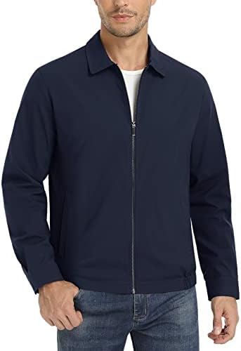MAGCOMSEN Men’s Lightweight Jacket Full Zip Golf Jackets Collar Windbreaker Casual Spring Coat With 3 Pockets