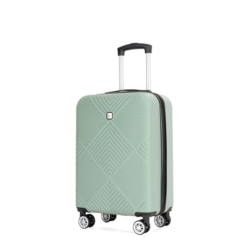 4-piece ABS lightweight suitcase, 14 inch makeup box, aircraft wheels (14/20/24/28) (OLIVE GREEN)2