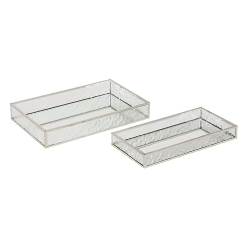 Atmosphera Créateur d'intérieur - Lot de 2 Plateaux Miroir en Verre Ania 28cm Argent