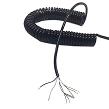 Cable Cord 6 Core Spiral Cable Wire Shielded Twisted Pair Network Spring Wire 20AWG Elastic Telescopic Power Cord Spiral Extension Size Stretch 6 Meter, Color Spring Wire