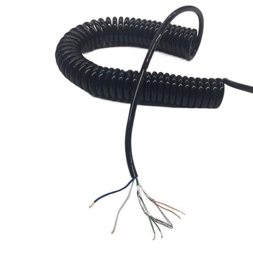 Cable espiral de 6 núcleos robusto con blindaje par trenzado y resorte elástico 20 AWG
