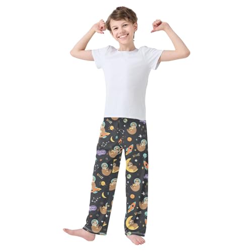 ZZXXB Space Sloth Rocket Boys Long Pants Soft Trousers Elastic Waist Kids Lounge Bottoms with Pockets S-XL2