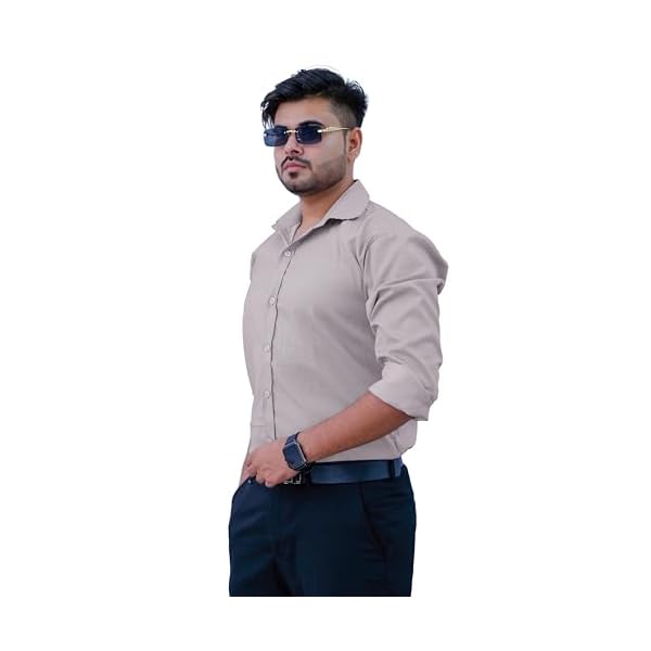 Sparrow Outfit Men’s Pure Cotton Regular Fit Shirt | Casual Wear Formal Shirts for Men and Boys | Spread Collar Long Sleeve Button Down Shirt for Office Party Festive Special Occasions (Brown Line)