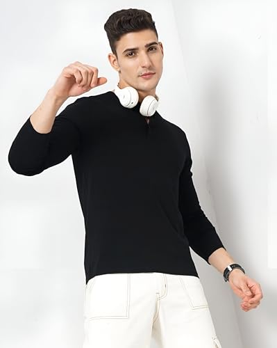 Image of LAZYCHUNKS Luxury Men's Full Sleeve Henley T-Shirt - Soft, Breathable, Stylish (Men's Henley T-Shirt), Great for Party and Casual wear